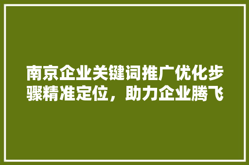 南京企业关键词推广优化步骤精准定位，助力企业腾飞