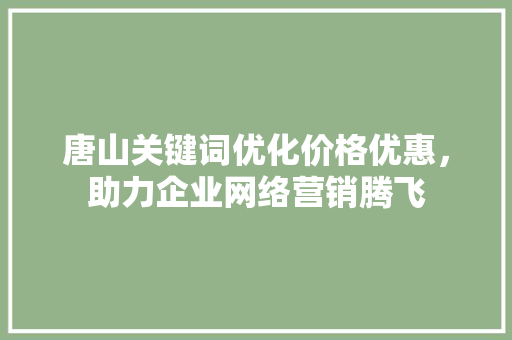 唐山关键词优化价格优惠，助力企业网络营销腾飞