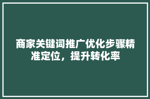 商家关键词推广优化步骤精准定位，提升转化率