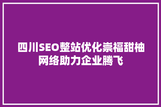 四川SEO整站优化崇福甜柚网络助力企业腾飞