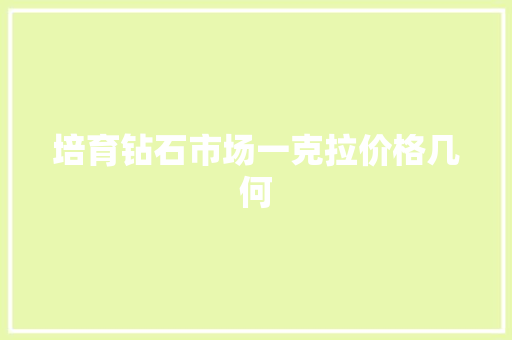 培育钻石市场一克拉价格几何