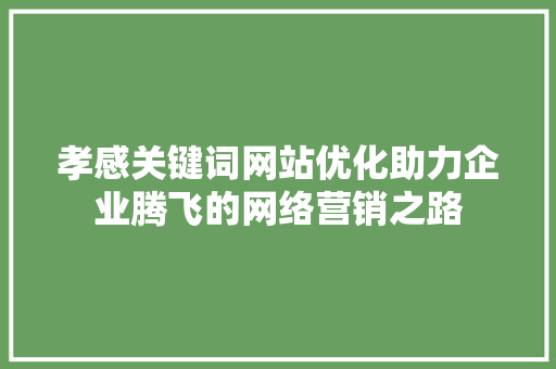 孝感关键词网站优化助力企业腾飞的网络营销之路