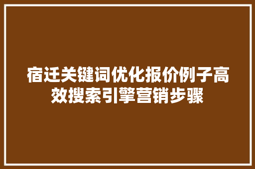 宿迁关键词优化报价例子高效搜索引擎营销步骤