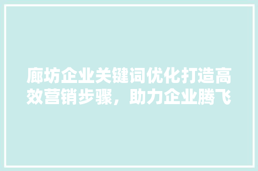 廊坊企业关键词优化打造高效营销步骤，助力企业腾飞