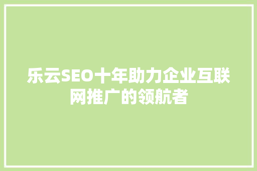 乐云SEO十年助力企业互联网推广的领航者