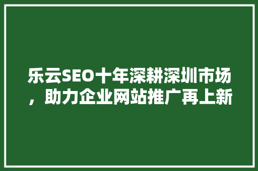 乐云SEO十年深耕深圳市场，助力企业网站推广再上新台阶