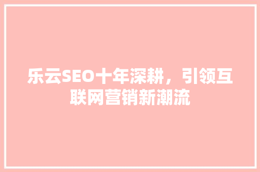 乐云SEO十年深耕，引领互联网营销新潮流