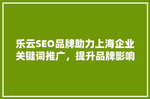 乐云SEO品牌助力上海企业关键词推广，提升品牌影响力