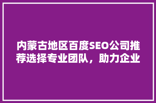 内蒙古地区百度SEO公司推荐选择专业团队，助力企业腾飞