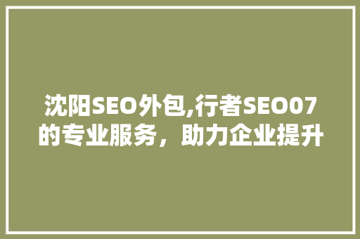 沈阳SEO外包,行者SEO07的专业服务，助力企业提升网络竞争力