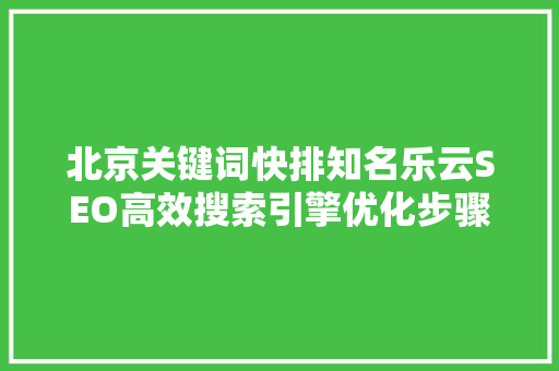 北京关键词快排知名乐云SEO高效搜索引擎优化步骤
