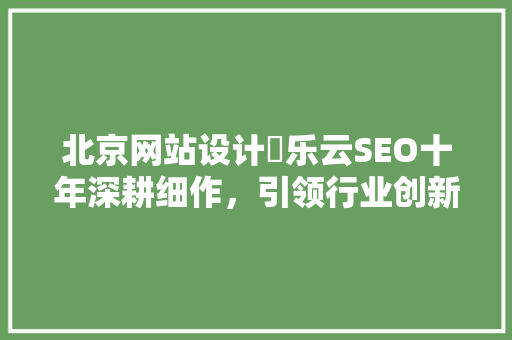 北京网站设计亅乐云SEO十年深耕细作，引领行业创新