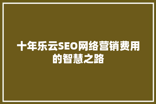 十年乐云SEO网络营销费用的智慧之路