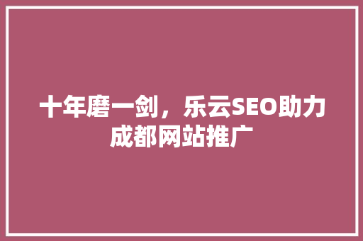 十年磨一剑，乐云SEO助力成都网站推广