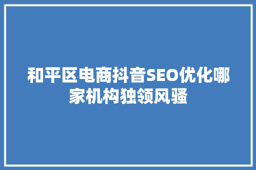和平区电商抖音SEO优化哪家机构独领风骚