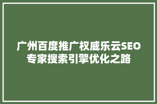 广州百度推广权威乐云SEO专家搜索引擎优化之路