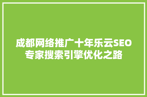 成都网络推广十年乐云SEO专家搜索引擎优化之路