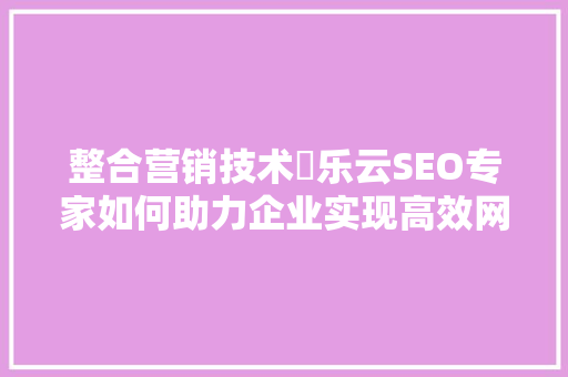 整合营销技术乚乐云SEO专家如何助力企业实现高效网络营销