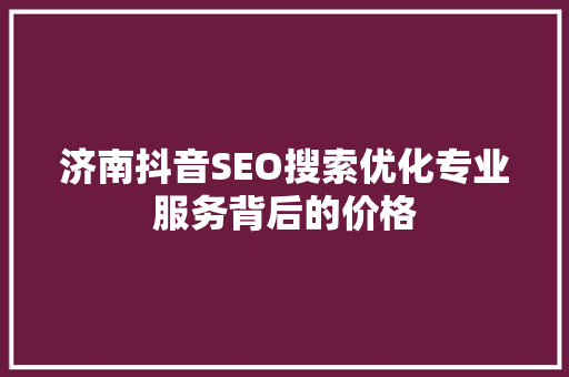 济南抖音SEO搜索优化专业服务背后的价格