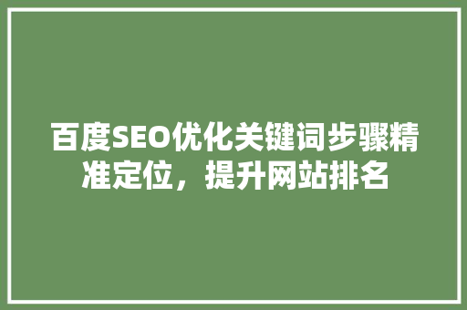 百度SEO优化关键词步骤精准定位，提升网站排名