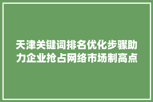 天津关键词排名优化步骤助力企业抢占网络市场制高点_天津关键词排名方式优化