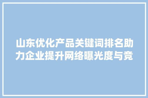 山东优化产品关键词排名助力企业提升网络曝光度与竞争力_山东优化产品关键词排名