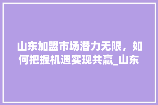 山东加盟市场潜力无限，如何把握机遇实现共赢_山东关键词优化加盟