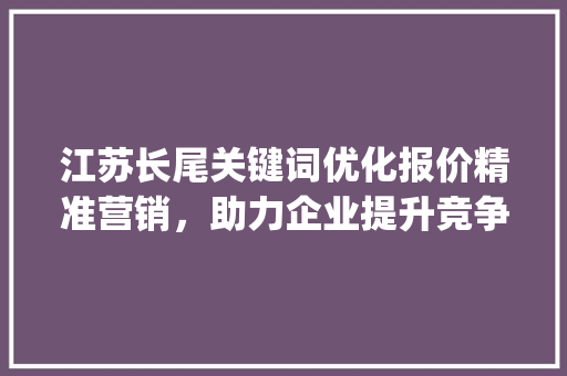 江苏长尾关键词优化报价精准营销，助力企业提升竞争力_江苏长尾关键词优化报价