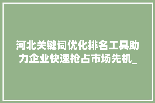 河北关键词优化排名工具助力企业快速抢占市场先机_河北关键词优化排名工具