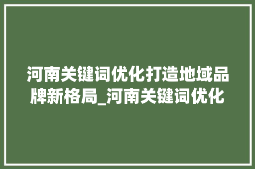 河南关键词优化打造地域品牌新格局_河南关键词优化例子