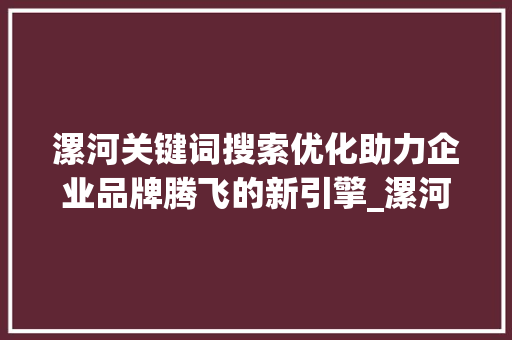 漯河关键词搜索优化助力企业品牌腾飞的新引擎_漯河关键词搜索优化效果