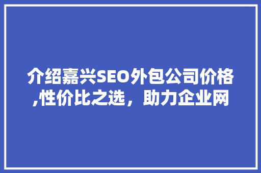 介绍嘉兴SEO外包公司价格,性价比之选，助力企业网络营销腾飞