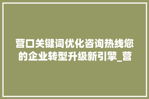 营口关键词优化咨询热线您的企业转型升级新引擎_营口关键词优化咨询热线