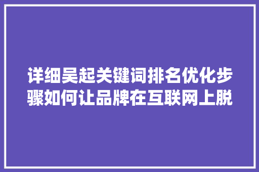 详细吴起关键词排名优化步骤如何让品牌在互联网上脱颖而出_吴起关键词排名怎么优化