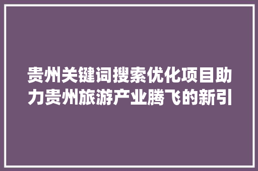 贵州关键词搜索优化项目助力贵州旅游产业腾飞的新引擎_贵州关键词搜索优化项目
