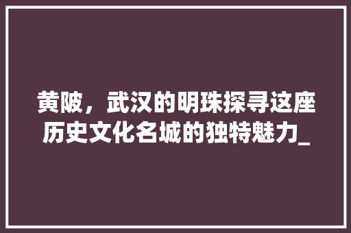 黄陂，武汉的明珠探寻这座历史文化名城的独特魅力_黄陂关键词优化公司  第1张