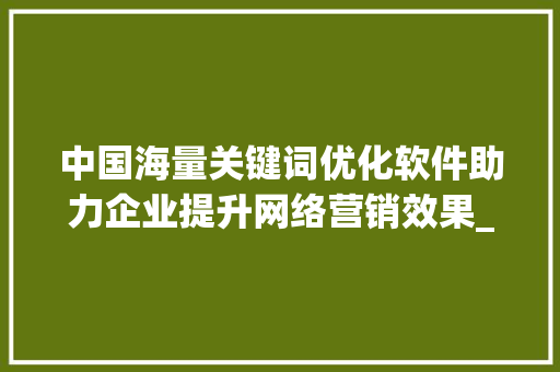 中国海量关键词优化软件助力企业提升网络营销效果_中国海量关键词优化软件
