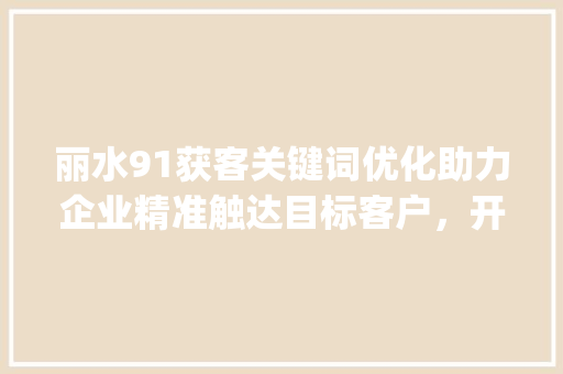 丽水91获客关键词优化助力企业精准触达目标客户，开启营销新篇章_丽水91获客关键词优化