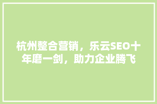 杭州整合营销，乐云SEO十年磨一剑，助力企业腾飞