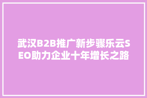 武汉B2B推广新步骤乐云SEO助力企业十年增长之路