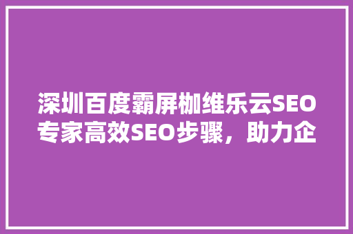 深圳百度霸屏枷维乐云SEO专家高效SEO步骤，助力企业抢占搜索引擎排名制高点