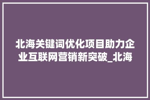 北海关键词优化项目助力企业互联网营销新突破_北海关键词优化项目