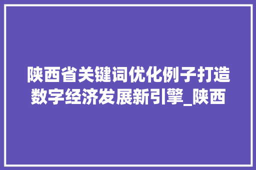 陕西省关键词优化例子打造数字经济发展新引擎_陕西省关键词优化例子