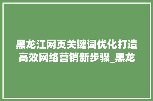 黑龙江网页关键词优化打造高效网络营销新步骤_黑龙江网页关键词优化