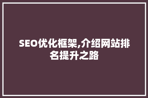 SEO优化框架,介绍网站排名提升之路