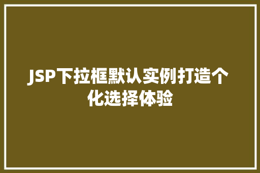 JSP下拉框默认实例打造个化选择体验  第1张