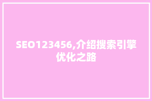 SEO123456,介绍搜索引擎优化之路