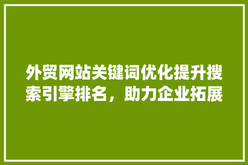 外贸网站关键词优化提升搜索引擎排名，助力企业拓展国际市场_外贸网站关键词优化方法