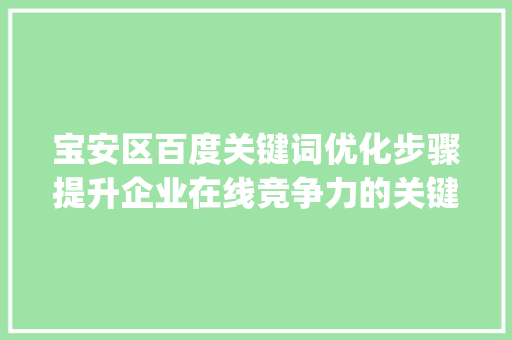 宝安区百度关键词优化步骤提升企业在线竞争力的关键路径_宝安百度关键词优化