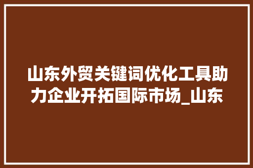 山东外贸关键词优化工具助力企业开拓国际市场_山东外贸关键词优化工具